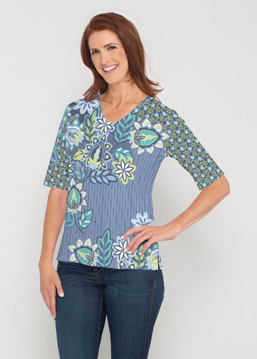 Phoebe (13581) ~ Signature Elbow Sleeve V-Neck Top