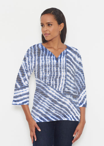 Tie-Dye Ripple (14183) ~ Banded 3/4 Bell-Sleeve V-Neck Tunic