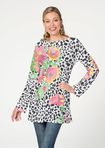 Spring Leopard  (14225) ~ Banded Boatneck Tunic