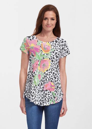 Spring Leopard (14225) ~ Signature Short Sleeve Scoop Neck Flowy Tunic