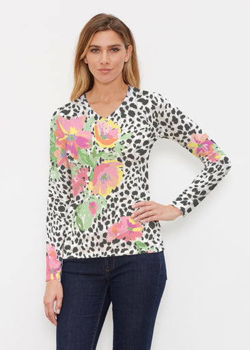 Spring Leopard (14225) ~ Butterknit Long Sleeve V-Neck Top