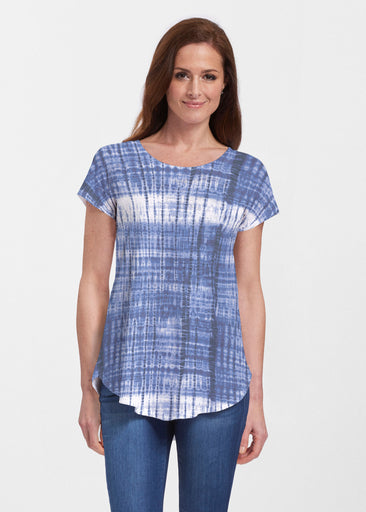 Denim Tie Dye (14230) ~ Signature Short Sleeve Scoop Neck Flowy Tunic