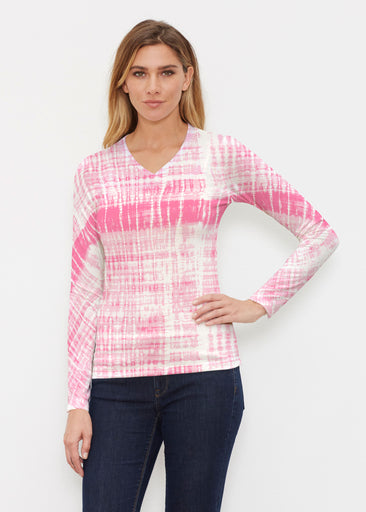Pink Tie Dye (14254) ~ Butterknit Long Sleeve V-Neck Top