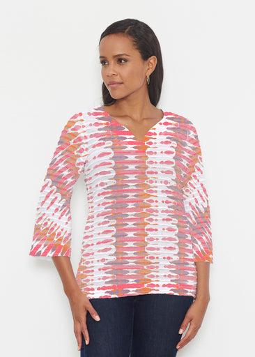 Ink Blot Pink (14255) ~ Banded 3/4 Bell-Sleeve V-Neck Tunic