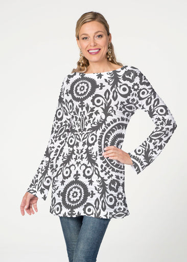 World of Swirls (14265) ~ Banded Boatneck Tunic