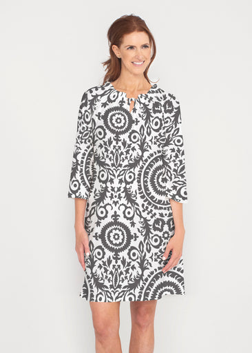 World of Swirls (14265) ~ Gathered Neck Bell Sleeve Dress