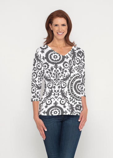 World of Swirls (14265) ~ Signature 3/4 Sleeve V-Neck Top