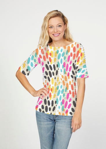 Santa Fe (14267) ~ Banded Elbow Sleeve Boat Neck Top