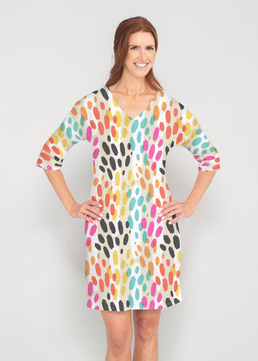 Santa Fe (14267) ~ Drop Shoulder 3/4 Sleeve V-Neck Dress