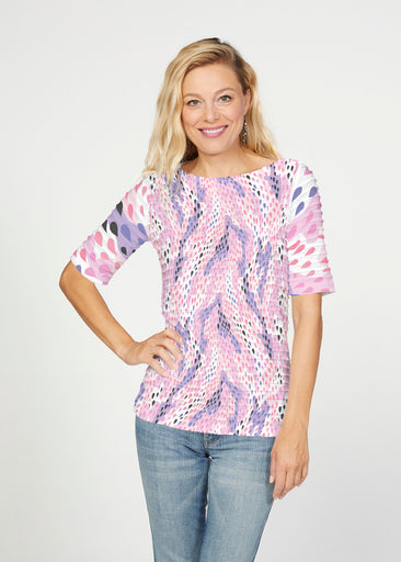 Spring Rain (14268) ~ Banded Elbow Sleeve Boat Neck Top