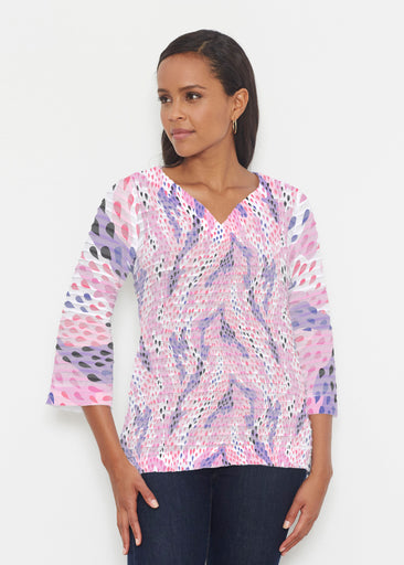 Spring Rain (14268) ~ Banded 3/4 Bell-Sleeve V-Neck Tunic