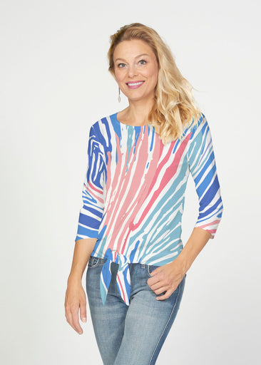 Fruity Stripes (14272) ~ French Terry Tie 3/4 Sleeve Top