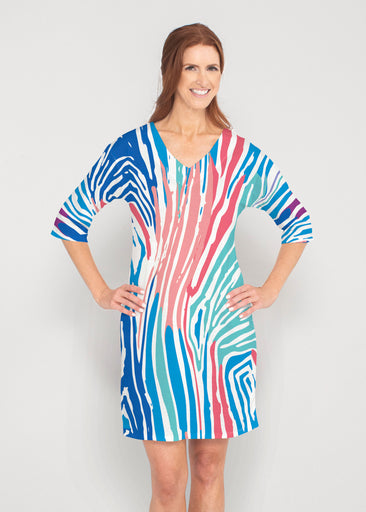 Fruity Stripes (14272) ~ Lucy 3/4 Sleeve V-Neck Dress