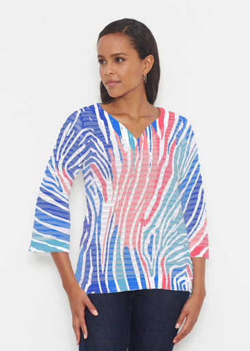 Fruity Stripes (14272) ~ Banded 3/4 Bell-Sleeve V-Neck Tunic