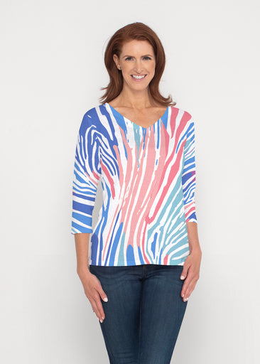 Fruity Stripes (14272) ~ Signature 3/4 Sleeve V-Neck Top