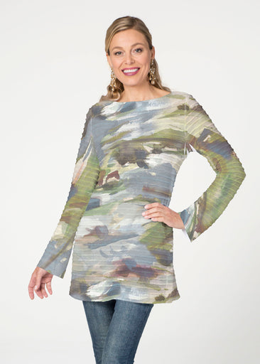 Landscape Green (15033) ~ Banded Boatneck Tunic