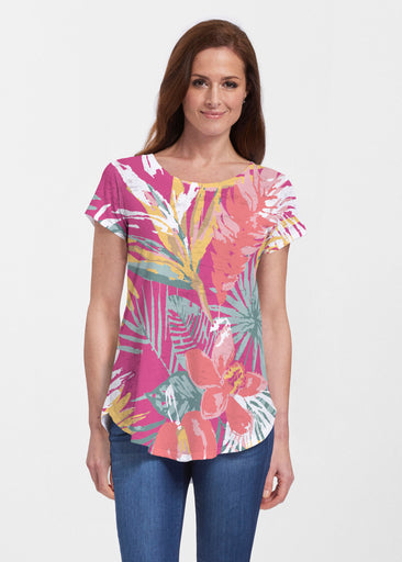Havana (16152) ~ Signature Short Sleeve Scoop Neck Flowy Tunic