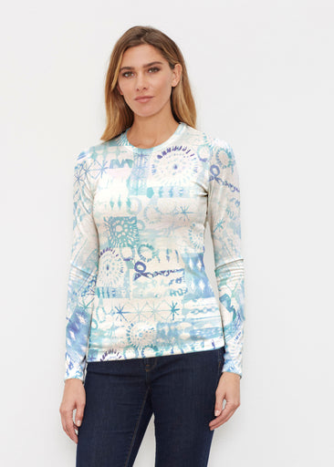 Ferris Wheel Blue (16186) ~ Butterknit Long Sleeve Crew Top