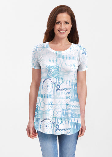 Ferris Wheel Blue (16186) ~ Butterknit Short Sleeve Tunic