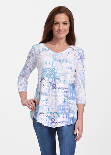 Ferris Wheel Blue (16186) ~ Signature V-neck Flowy Tunic