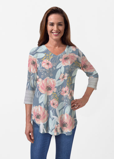 Blossoming Blooms (16226) ~ Butterknit V-neck Flowy Tunic