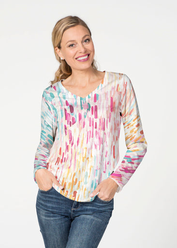 Rainbow Rain (16227) ~ French Terry V-neck Top