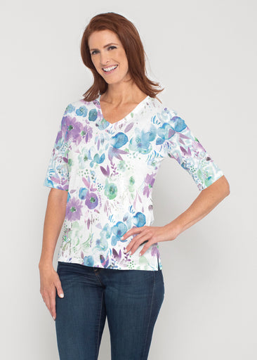 Violet (16228) ~ Signature Elbow Sleeve V-Neck Top