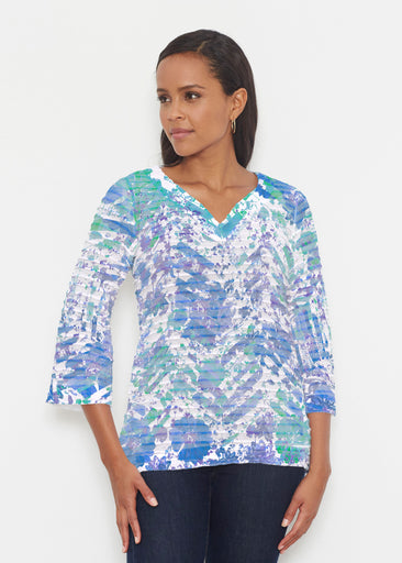 Capizee (16231) ~ Banded 3/4 Bell-Sleeve V-Neck Tunic