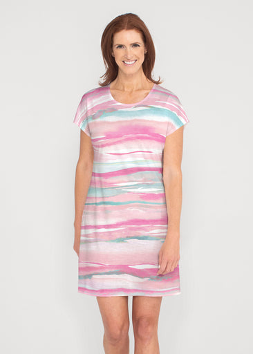 Sand Dunes Pink (16250) ~ French Terry Short Sleeve Crew Dress