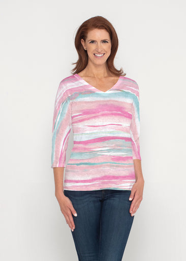 Sand Dunes Pink (16250) ~ Signature 3/4 Sleeve V-Neck Top