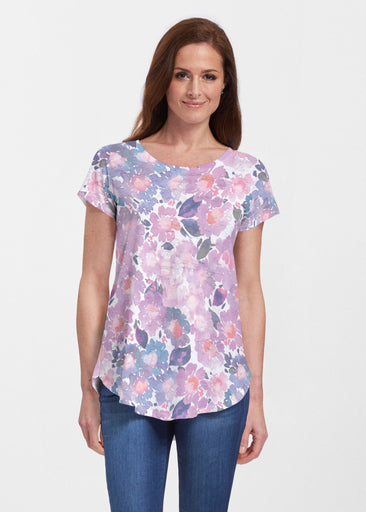 Lilac (16255) ~ Short Sleeve Scoop Neck Flowy Tunic