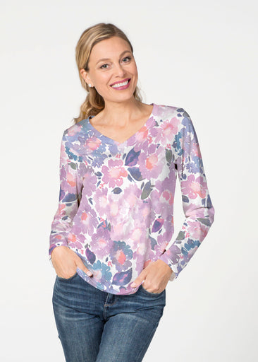 Lilac (16255) ~ French Terry V-neck Top