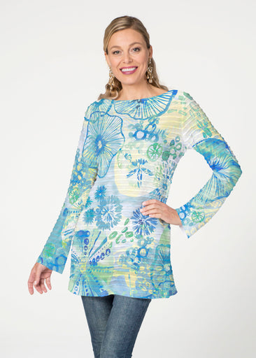 Sand Dollar Aqua (16256) ~ Banded Boatneck Tunic