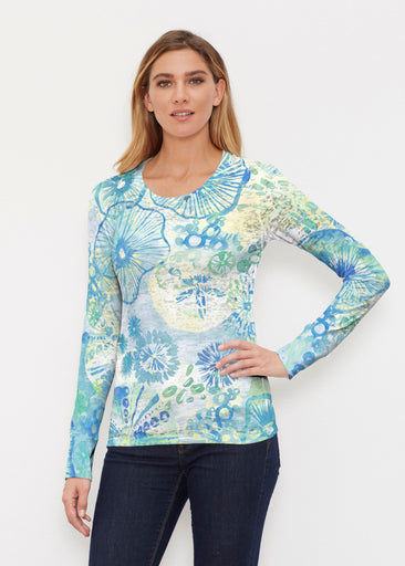 Sand Dollar Aqua (16256) ~ Thermal Long Sleeve Crew Shirt