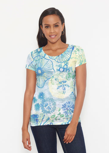 Sand Dollar Aqua (16256) ~ Short Sleeve Scoop Shirt