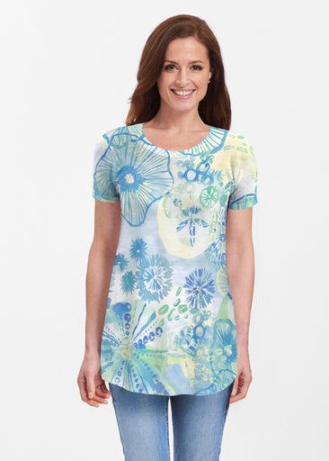 Sand Dollar Aqua (16256) ~ Short Sleeve Butterknit tunic