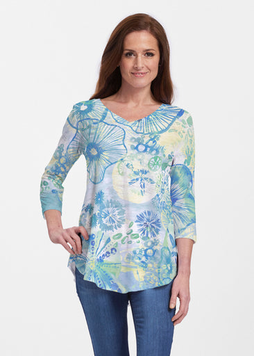 Sand Dollar Aqua (16256) ~ V-neck Flowy Tunic