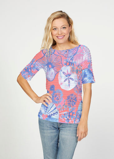 Sand Dollar (16257) ~ Banded Elbow Sleeve Boat Neck Top