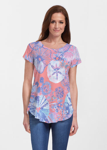 Sand Dollar (16257) ~ Short Sleeve Scoop Neck Flowy Tunic