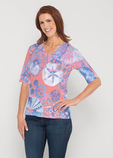 Sand Dollar (16257) ~ Signature Elbow Sleeve V-Neck Top