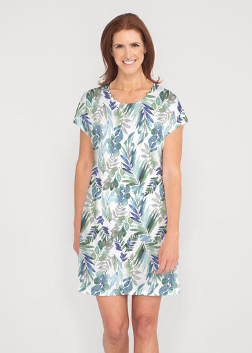 Leah Leaves (16258) ~ French Terry Short Sleeve Crew Dress