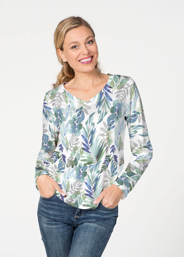 Leah Leaves (16258) ~ French Terry V-neck Top