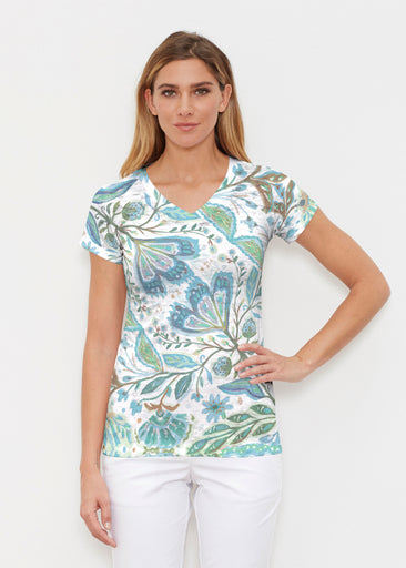 Spring Fantasy Green (17172) ~ Signature Cap Sleeve V-Neck Shirt