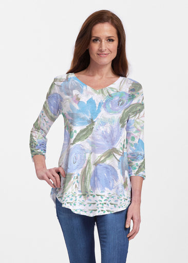 Monet Blue (17178) ~ Signature V-neck Flowy Tunic