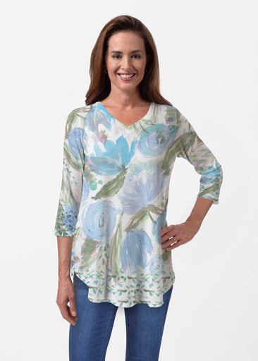 Monet Blue (17178) ~ Butterknit V-neck Flowy Tunic