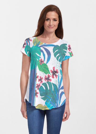 Jungle Stripe (17186) ~ Signature Short Sleeve Scoop Neck Flowy Tunic