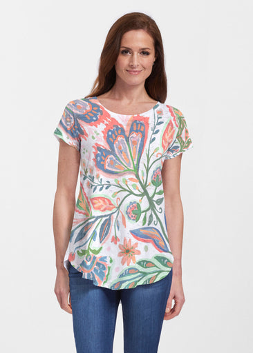 Spring Fantasy Pink (17225) ~ Signature Short Sleeve Scoop Neck Flowy Tunic