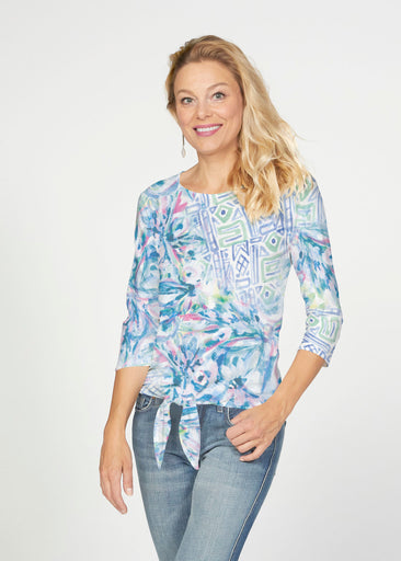 Lilly (17234) ~ French Terry Tie 3/4 Sleeve Top