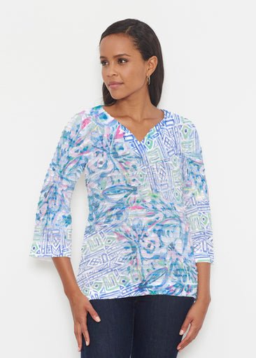 Lilly (17234) ~ Banded 3/4 Bell-Sleeve V-Neck Tunic