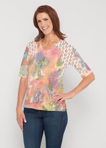 Warm Desert Vibes (17248) ~ Signature Elbow Sleeve V-Neck Top